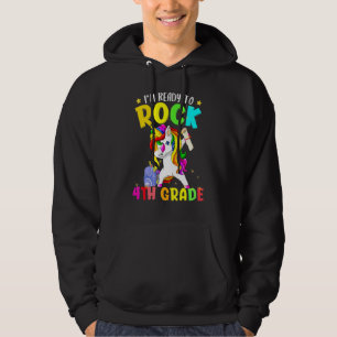 Ready To Rock 4th Grade Dabbing Unicorn Back To Sc Hoodie
