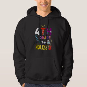 Ready To Rock 4th Grade Fourth Teacher Kids Back Hoodie
