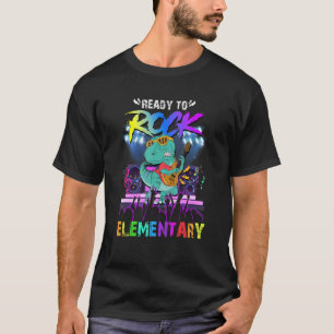 Ready To Rock Elementary Dinosaur Guitar Back To S T-Shirt