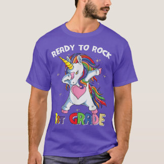 Ready to Rock First 1st Grade Unicorn Girls Back t T-Shirt