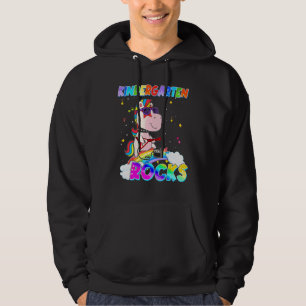 Ready To Rock Kindergarten Dabbing Unicorn Back To Hoodie