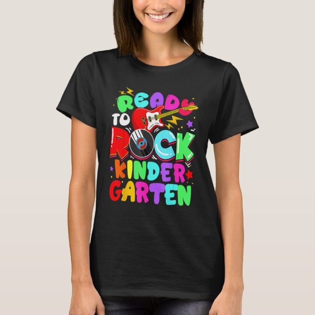 Ready To Rock Kindergarten First Day Of School Boy T-Shirt (Front)