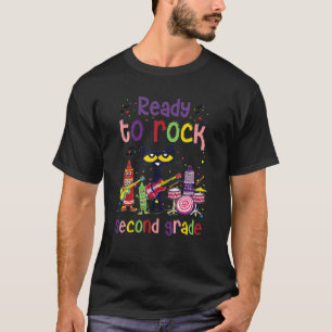Ready To Rock Second Grade Black Cat Back To Scho T-Shirt
