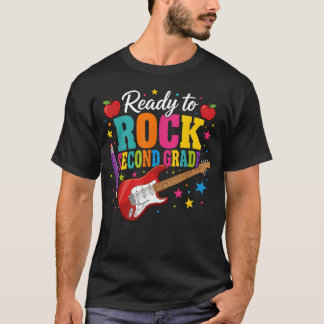 Ready To Rock Second Grade Boys Girls Guitar Back T-Shirt