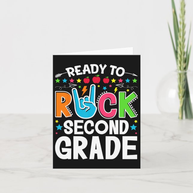 Ready To Rock Second Grade Funny First Day Back To Card (Front)