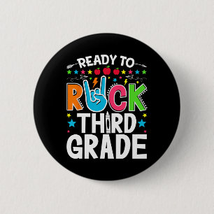 Ready To Rock Third Grade Funny First Day Back To 6 Cm Round Badge