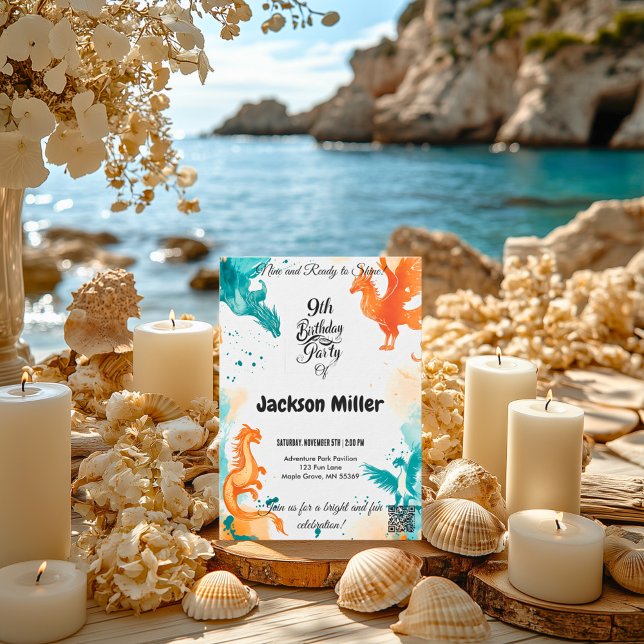 Ready to Shine 9th Birthday Turquoise and Marigold Invitation (Creator Uploaded)