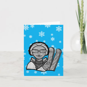 Ready to ski  Folded Greeting Card