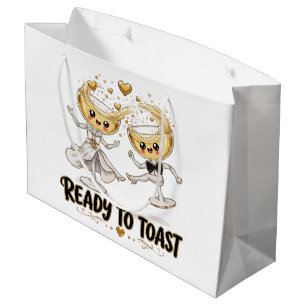Ready To Toast Wedding Couple Large Gift Bag
