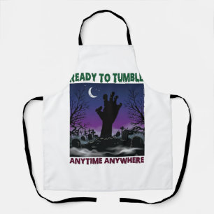 Ready Tumble Zombie Hand Halloween Graveyard Moon_ Apron