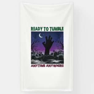 Ready Tumble Zombie Hand Halloween Graveyard Moon_ Banner