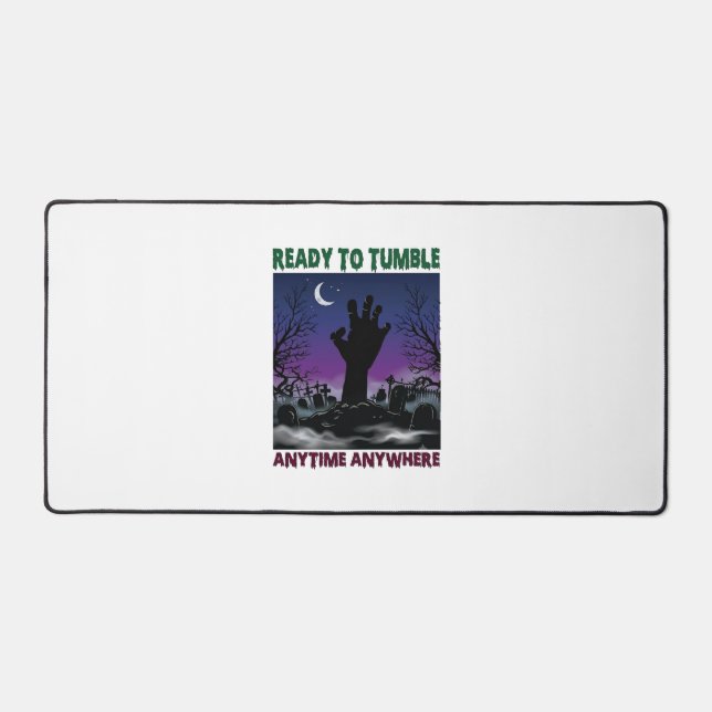 Ready Tumble Zombie Hand Halloween Graveyard Moon_ Desk Mat (Front)