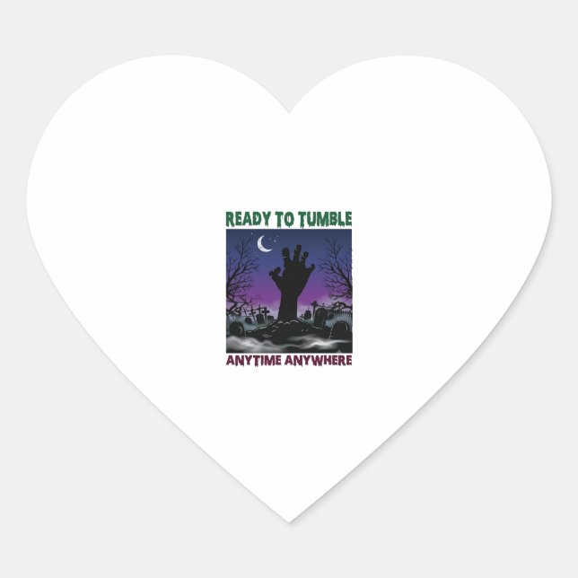 Ready Tumble Zombie Hand Halloween Graveyard Moon_ Heart Sticker (Front)