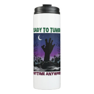 Ready Tumble Zombie Hand Halloween Graveyard Moon_ Thermal Tumbler