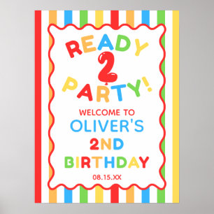 Ready Two Party 2nd Birthday Fun Welcome Sign