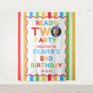 Ready Two Party 2nd Birthday Photo Backdrop Tapestry