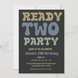 Ready Two Party, Boy Second Birthday Party Invitation