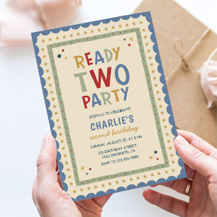 Ready Two Party Colourful 2nd Birthday Invitation