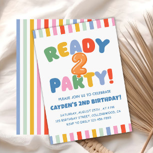 Ready Two Party Colourful 2nd Birthday Invitation