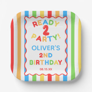 Ready Two Party Colourful Fun 2nd Birthday Party Paper Plate