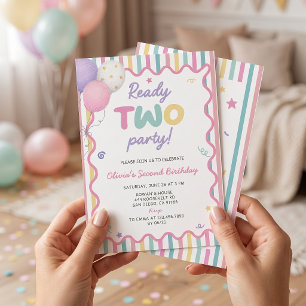 Ready Two Party Girl 2nd Birthday Invitation