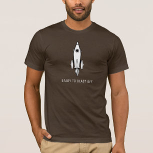 ReadyTo Blast Off Rocket Ship Brown TShirt