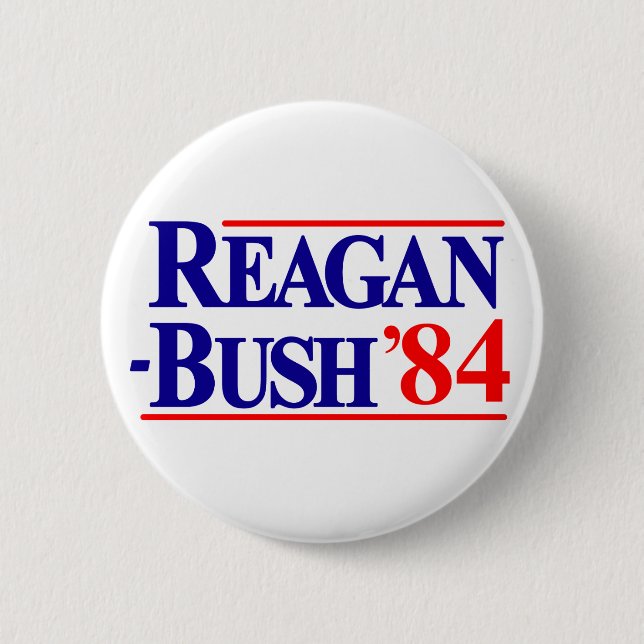 Reagan Bush 84 6 Cm Round Badge (Front)