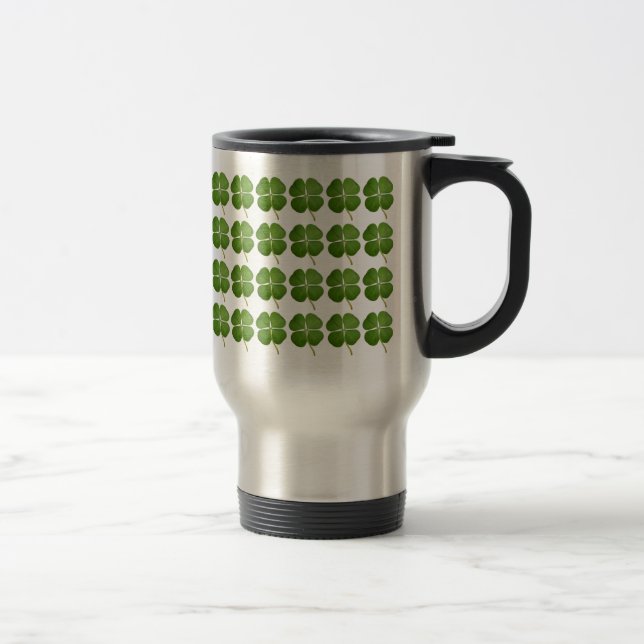 Real 4 Leaf Clover Shamrock Travel Mug (Right)