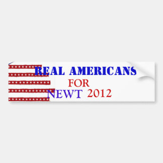 REAL AMERICANS FOR NEWT 2012 BUMPER STICKER