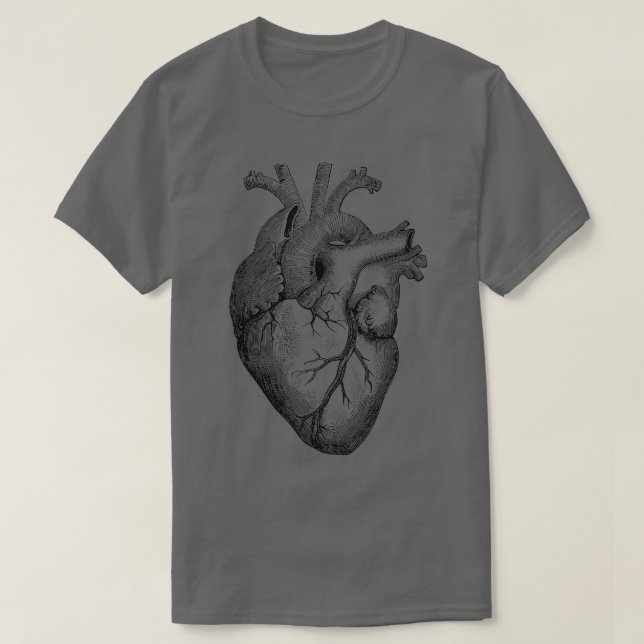 Real Anatomical Human Heart Drawing  T-Shirt (Design Front)