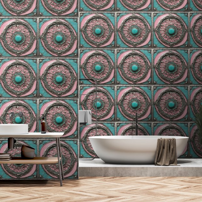 Real and pink Abstract Rhapsody Wallpaper (Bathroom)