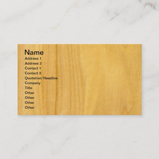 Real Aspen Veneer Woodgrain Business Card (Front)