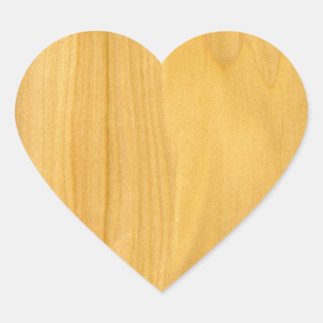 Real Aspen Veneer Woodgrain Heart Sticker (Front)