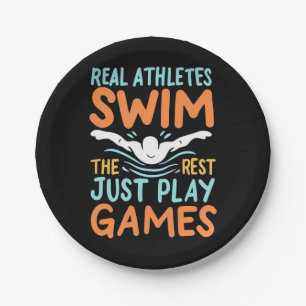 Real Athletes Swim Paper Plate