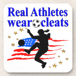 REAL ATHLETES WEAR CLEATS SOCCER DESIGN COASTER