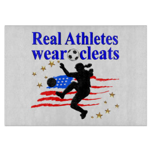REAL ATHLETES WEAR CLEATS SOCCER DESIGN CUTTING BOARD
