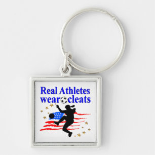 REAL ATHLETES WEAR CLEATS SOCCER DESIGN KEY RING
