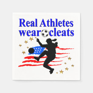 REAL ATHLETES WEAR CLEATS SOCCER DESIGN NAPKIN