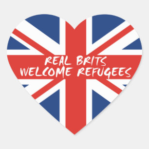 Real Brits Welcome Refugees Heart Sticker