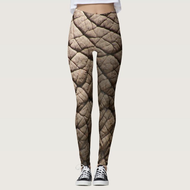 Real Elephant Skin Texture, Wrinkled. Leggings (Front)