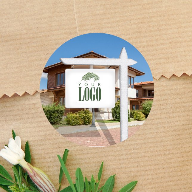 Real Estate Add Your Logo Custom Photo  Classic Round Sticker (real estate sign add your logo sticker)