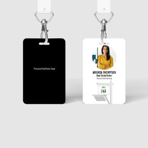 Real Estate Add Your Logo Custom Photo ID Badge