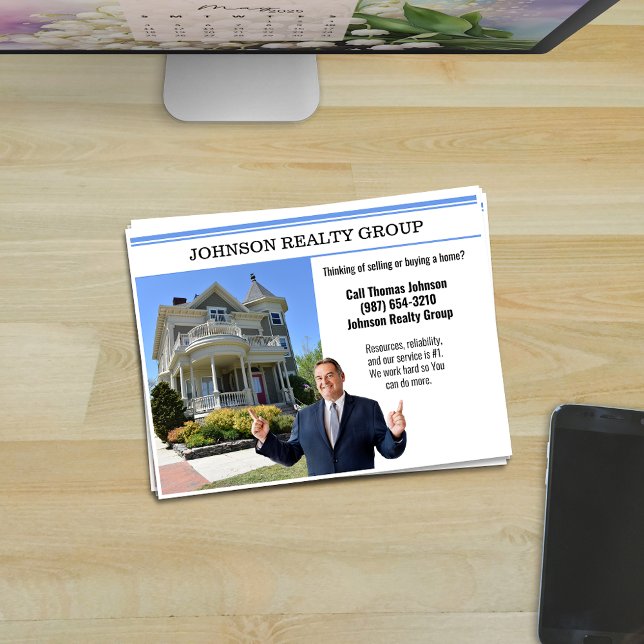 Real Estate Agency Direct Mail Modern Blue Stripe Postcard (Creator Uploaded)