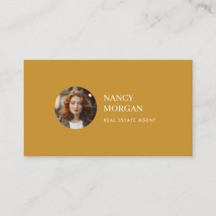 Real Estate Agent 3 Photo Collage Mustard Yellow Business Card
