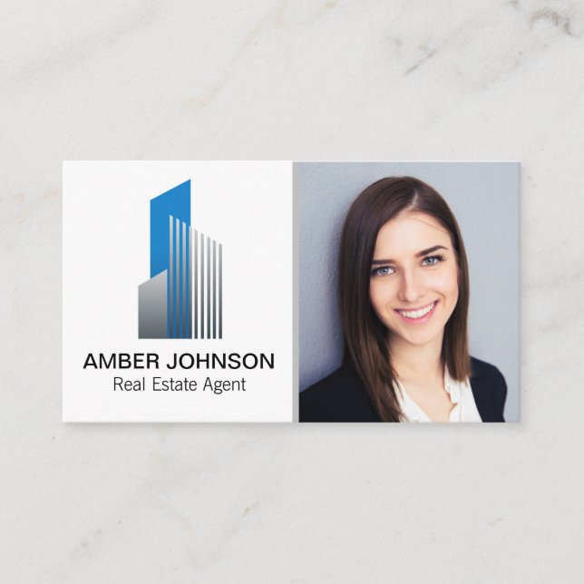 Real Estate Agent Agent | Building Logo Business Card (Front)