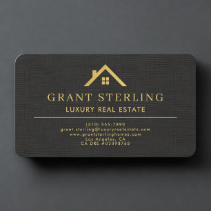 Real Estate Agent Black Gold Metallic Business Card