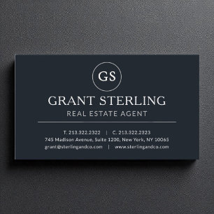 Real Estate Agent Black Silver Luxury Business Card