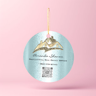 Real Estate Agent Broker Gold House QR CodeLOGO Classic Round Sticker