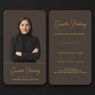 Real Estate Agent Brown Gold Business Card