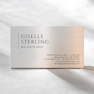 Real Estate Agent Brushed Metal Business Card
